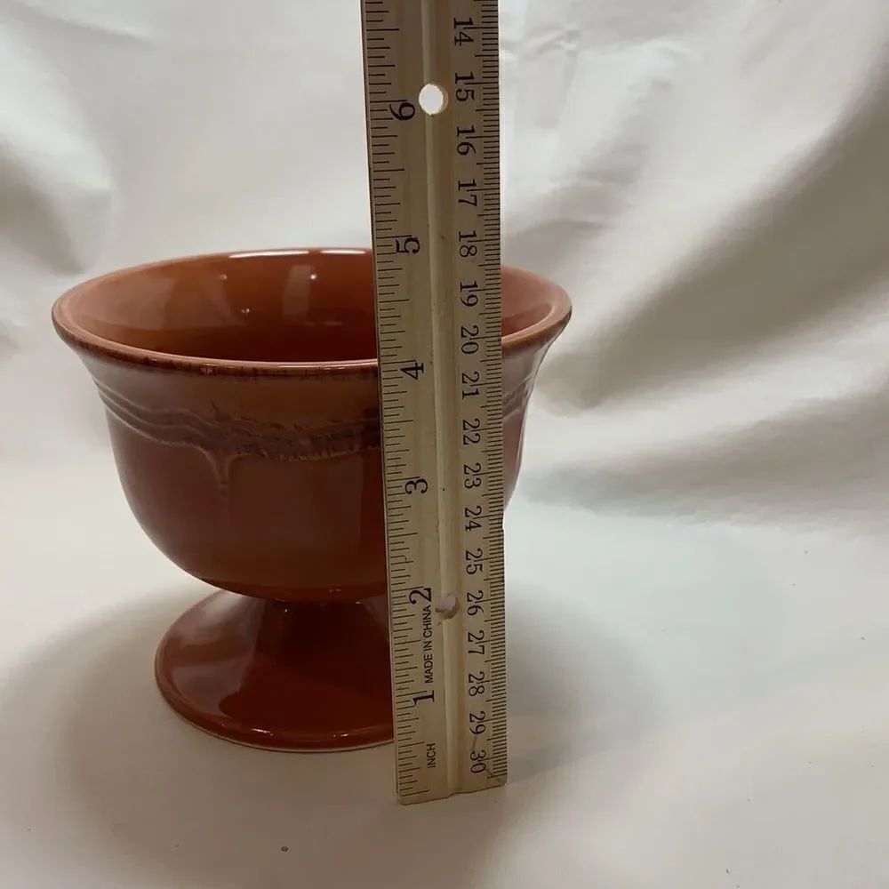 Tuscan Pumpkin Orange Color Dessert Sorbet Cereal Serve Bowl Foot Pedestal Set 2 - Picture 15 of 16